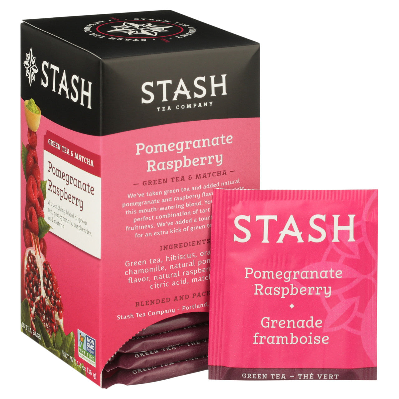 Stash Tea Pomegrante Raspberry With Matcha Tea (6x18 Bag)-5