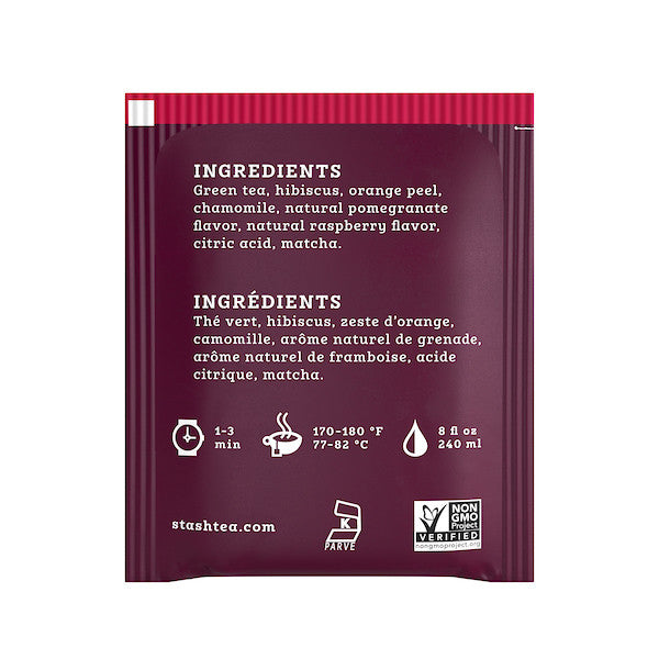Stash Tea Pomegrante Raspberry With Matcha Tea (6x18 Bag)-2