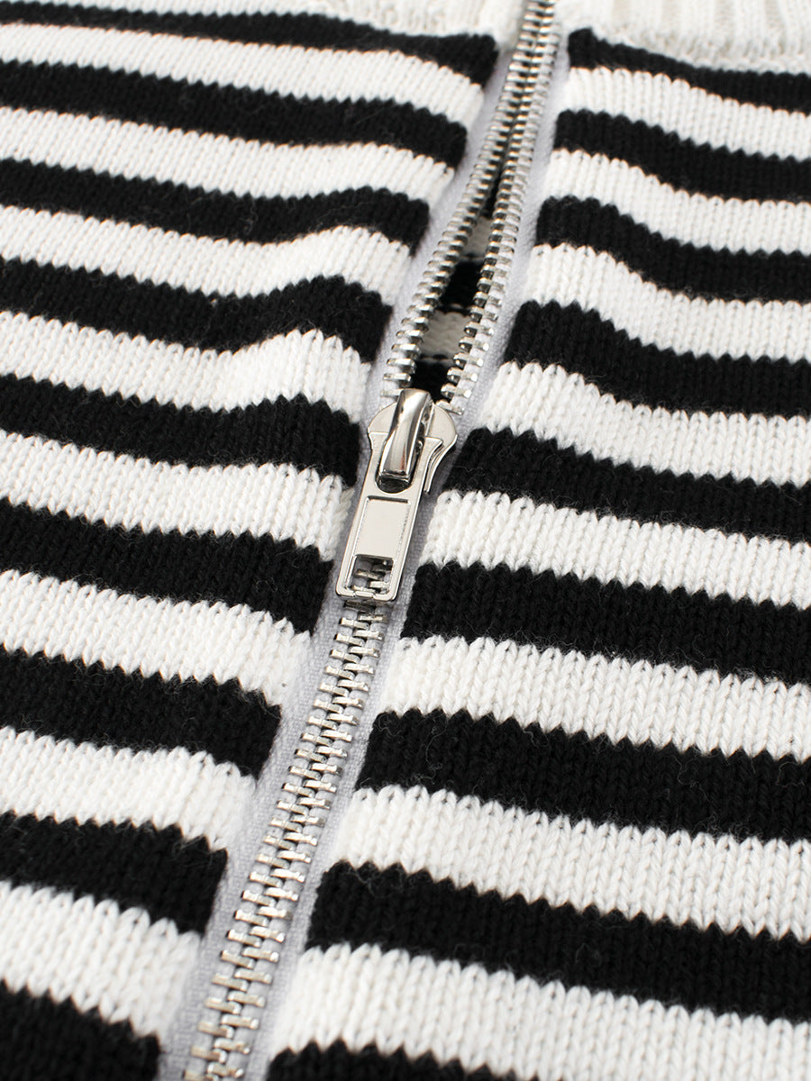 Spring European and American Style Boys’ Outerwear: Striped Long Sleeves Single Breasted Knitted Coat for Children-3