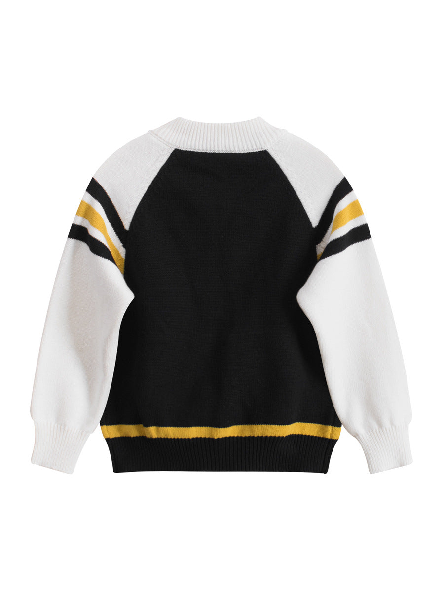 Spring European and American Style Kids’ Outerwear: Color Patchwork Long Sleeves Zip-up Coat for Children-1
