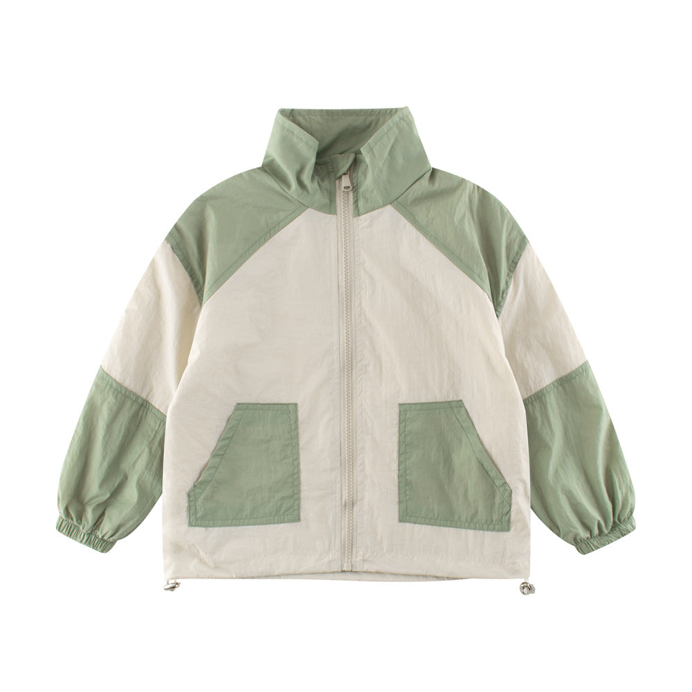 European and American Style Boys’ Outerwear: Color Patchwork Long Sleeves Single Breasted Coat for Children-1