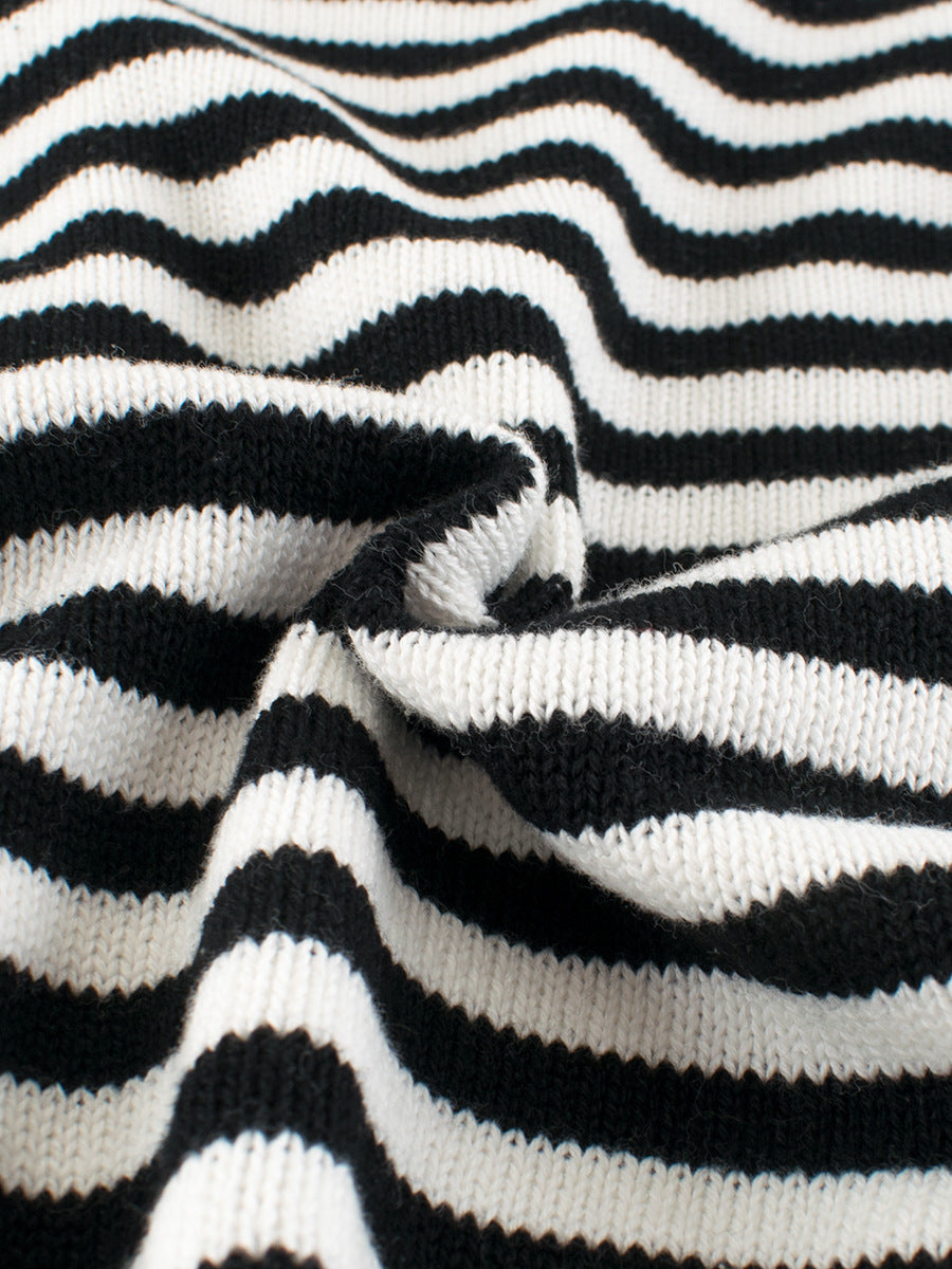 Spring European and American Style Boys’ Outerwear: Striped Long Sleeves Single Breasted Knitted Coat for Children-4