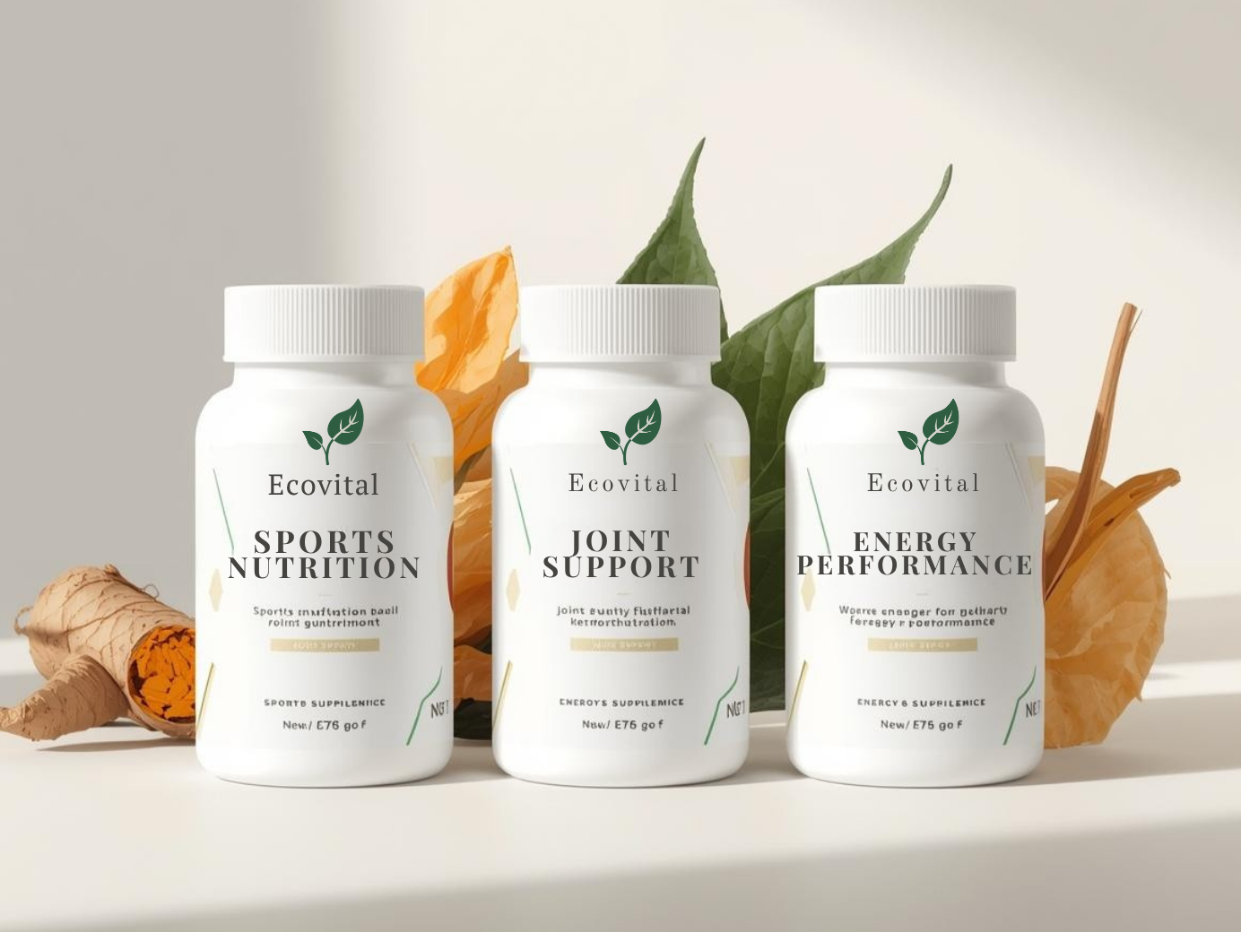 Active & Mobility by Ecovital — premium supplement bottle with botanical elements for strength, recovery, and performance