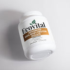 Ecovital Advanced 100% Whey Protein Isolate container on a light gray background