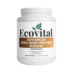 Ecovital Advanced 100% Whey Protein Isolate container on a white background