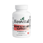 Supplement bottle labeled 'Ecovital Bone & Heart Support' on a white background