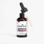 Bottle of Ecovital Normal Blood Sugar Drops with dropper on a white background