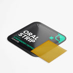 Yellow strip with 'Oral Strip' packaging on a white background
