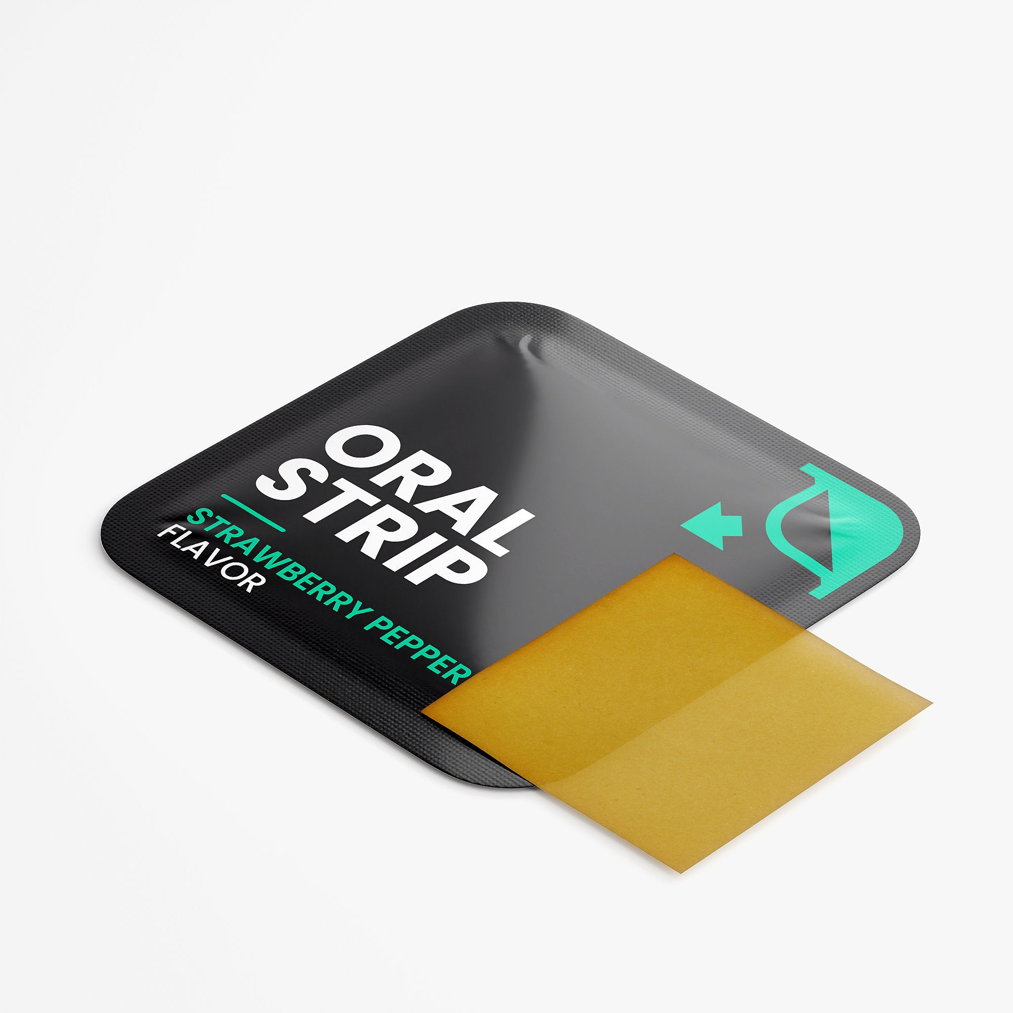 Yellow strip with 'Oral Strip' packaging on a white background