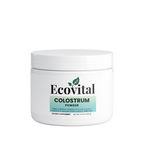 Jar of Ecovital Colostrum Powder on a white background