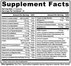 Supplement facts label with detailed nutritional information