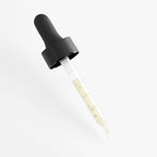 Dropper with black cap on a white background