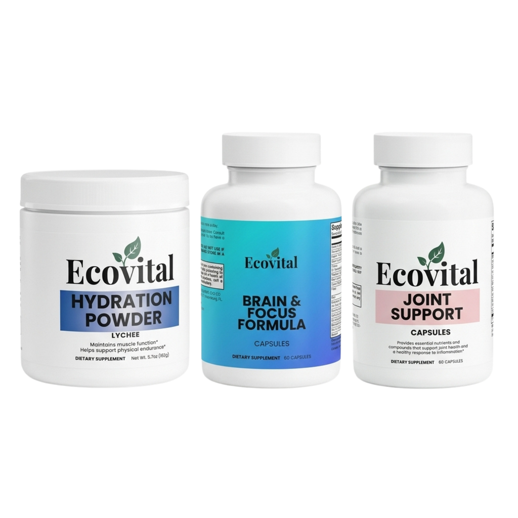 EcoVital Road Warrior Focus & Mobility Driver Kit with Brain & Focus Formula, Hydration Powder and Joint Support