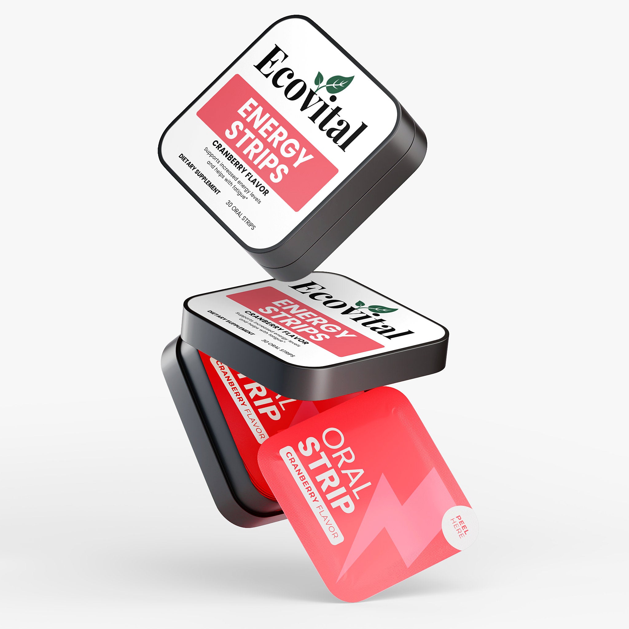 Ecovital energy strips packaging on a white background