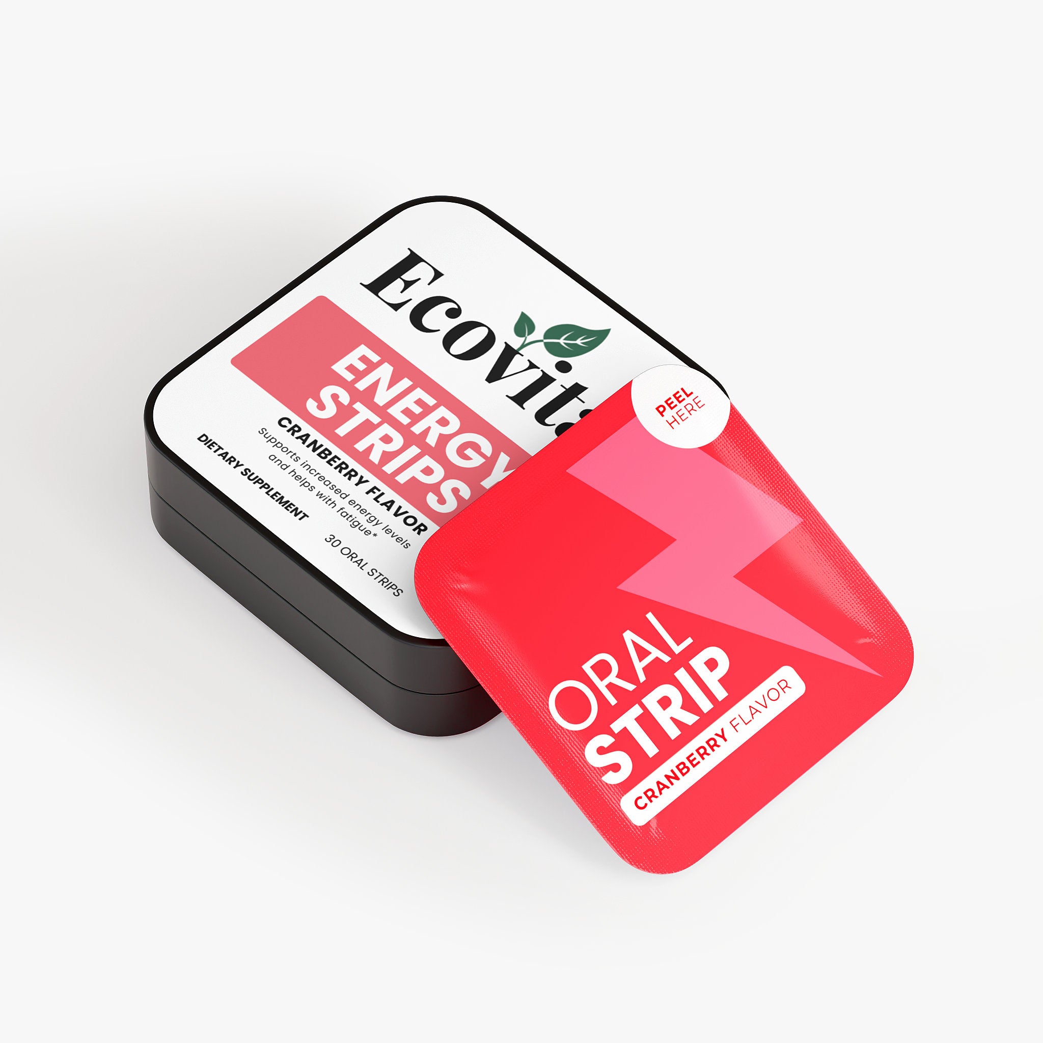 Ecovita Energy Strips packaging on a white background
