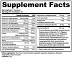 Supplement facts label with detailed nutritional information and ingredients.