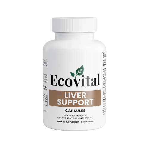 Ecovital Liver Support capsules bottle on a white background