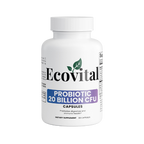 Ecovital probiotic supplement bottle on a white background