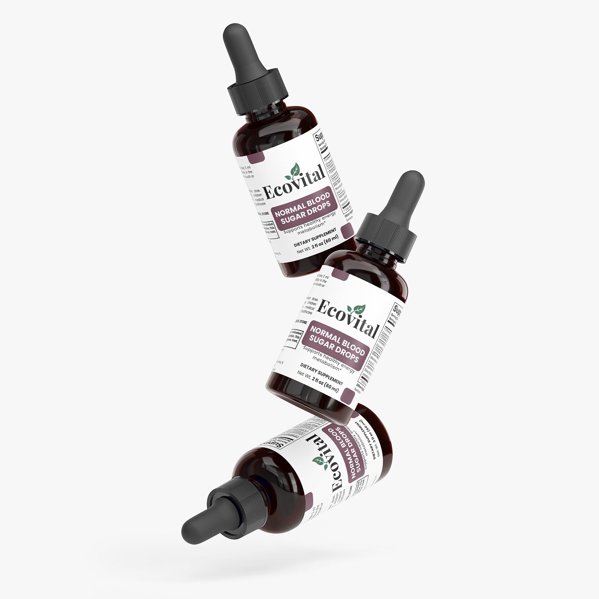 Three bottles of EcoVital product on a white background