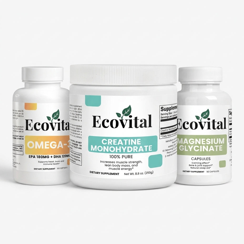 Elite Performance & Recovery System - Creatine Monohydrate + Omega 3 + Magnesium Glycinate | 3-Step Bundle