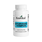 Supplement bottle labeled 'Ayurvedic Complex' by Ecovital on a white background