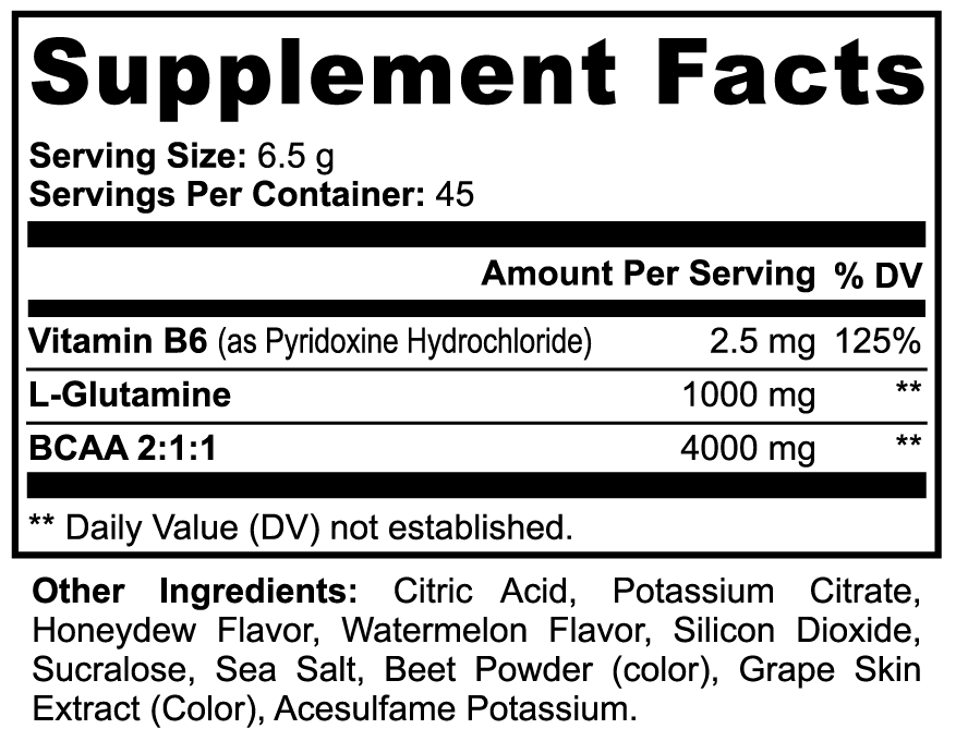 Supplement facts label with detailed nutritional information and ingredients.