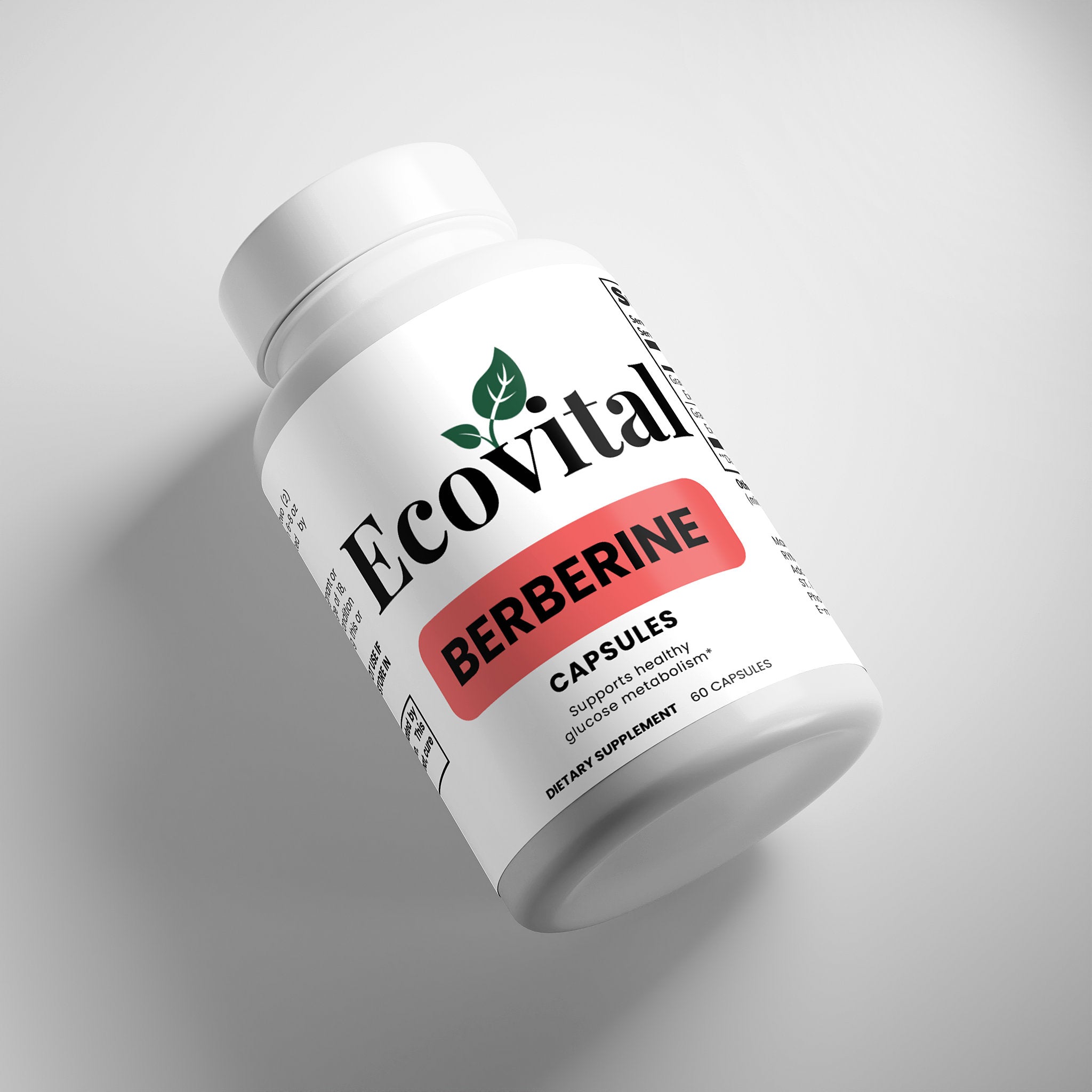 Ecovital Berberine capsules bottle on a gray background