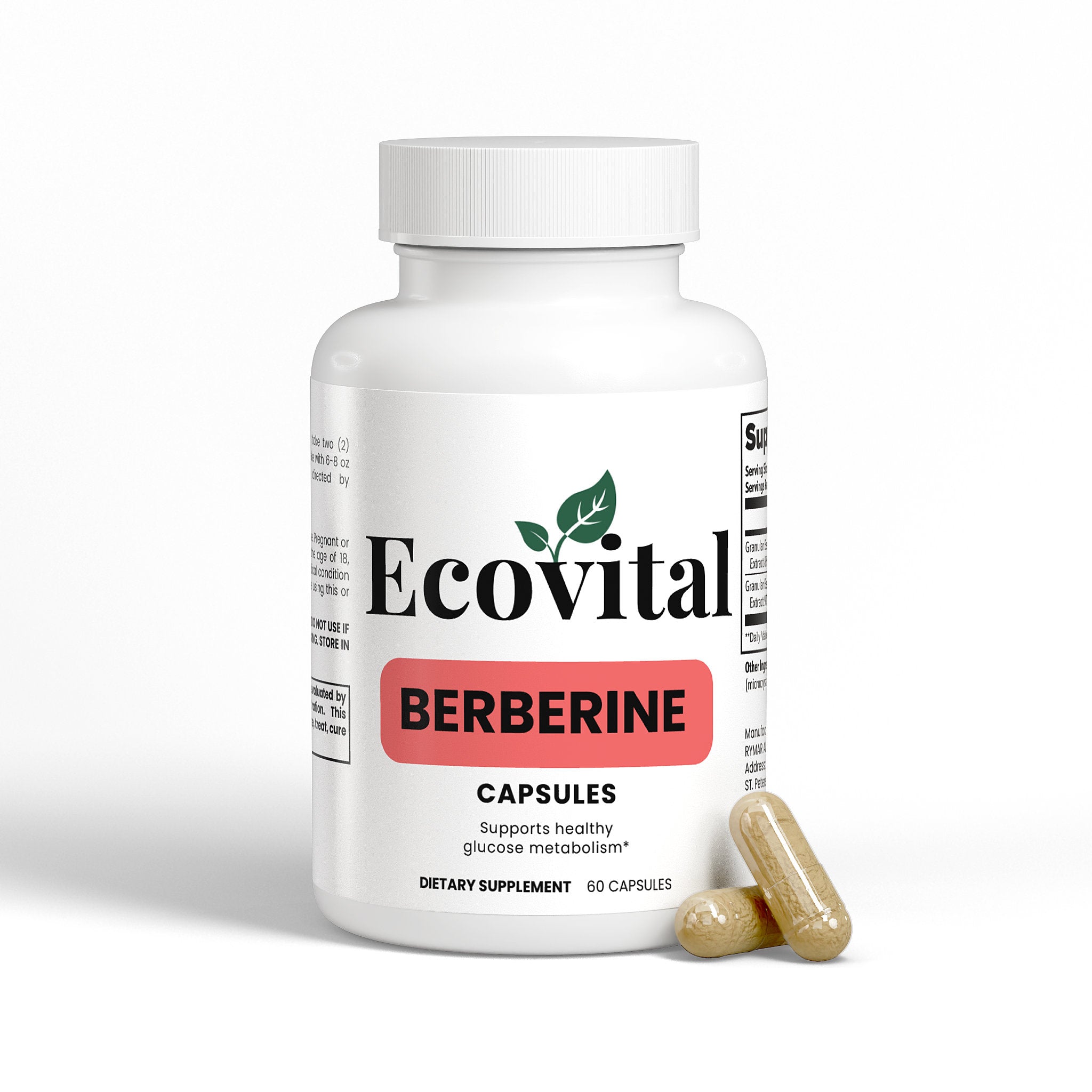 Ecovital Berberine capsules bottle on a white background