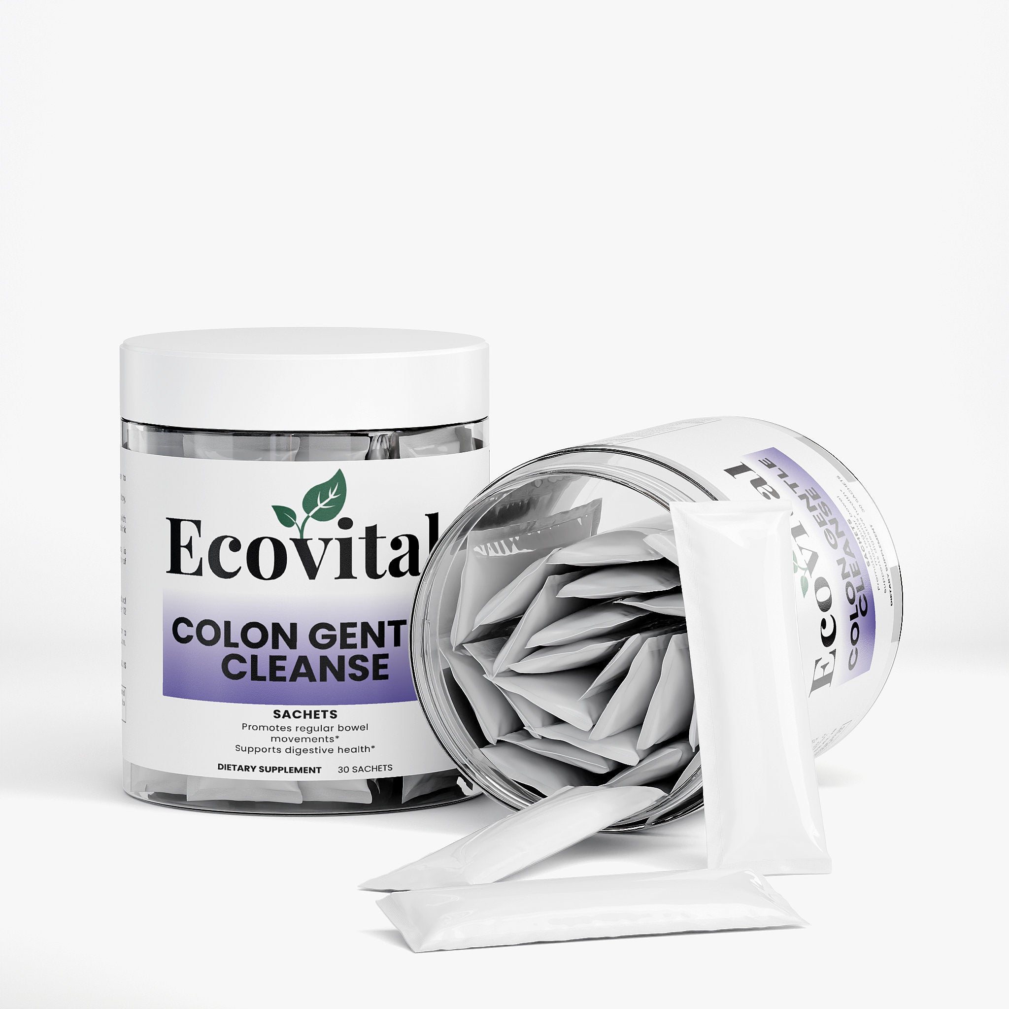 Ecovital Colon Gent Cleanse product with open container on a white background