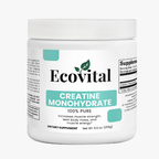 Ecovital Creatine Monohydrate supplement container on a white background