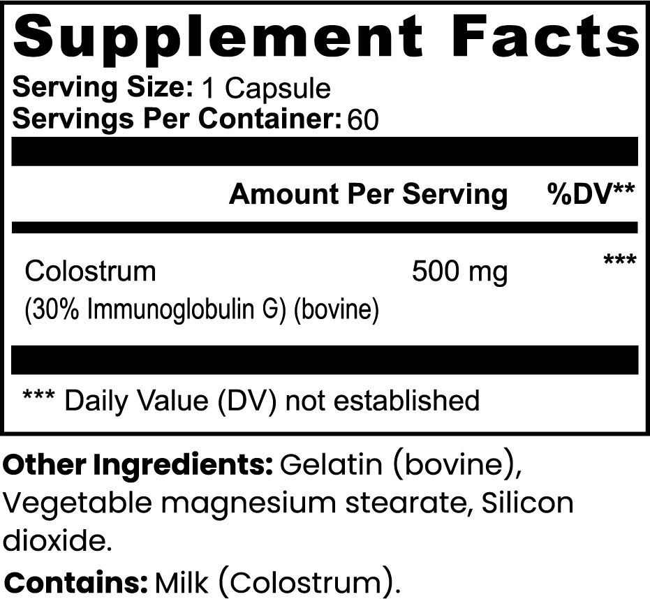 Premium Colostrum Capsules – 120 Capsules (3.4 oz / 96 g)