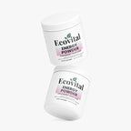 Two containers of Ecovital Energy Powder on a white background