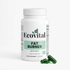 Ecovital Fat Burner supplement bottle with capsules on a white background