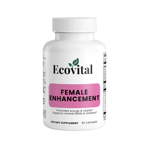 Supplement bottle labeled 'Ecovital Female Enhancement' on a white background