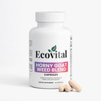 Ecovital Horny goat weed blend supplement bottle with capsules on a white background