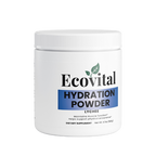 Ecovital Hydration Powder container with white lid on a white background