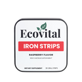 Ecovital Iron Strips packaging with raspberry flavor on a white background