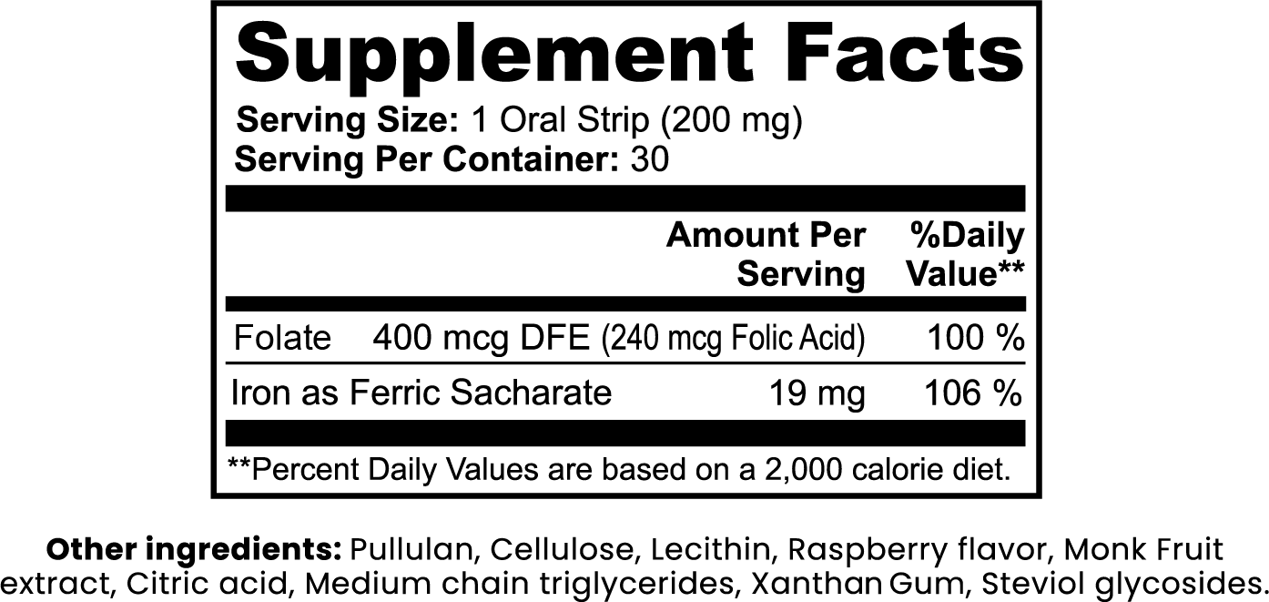 Supplement facts label with detailed nutritional information on a white background