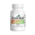 Supplement bottle labeled 'Ecovital Lion's Mane Mushroom' on a white background