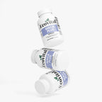 Three bottles of Ecovital Maca Plus capsules on a white background
