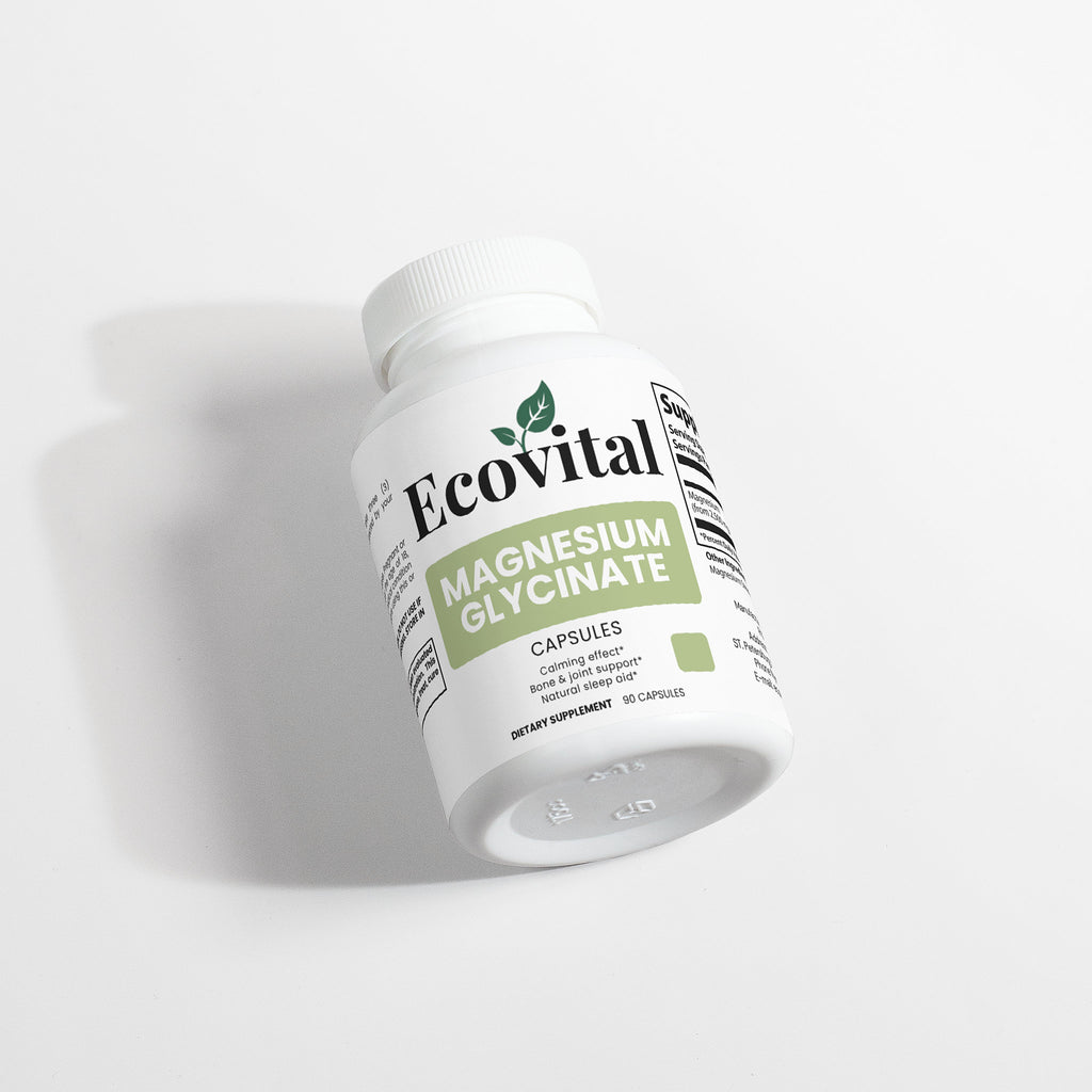 Ecovital Magnesium Glycinate supplement bottle on a white background