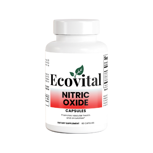 Ecovital Nitric Oxide capsules bottle on a white background
