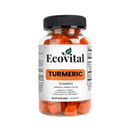 Bottle of Ecovital Turmeric Gummies on a white background