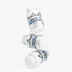 Three bottles of Ecovital probiotic capsules on a white background