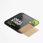 Black packaging of 'Oral Strip' with a beige strip on a white background