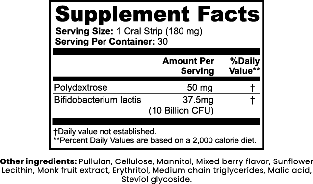 Supplement label with 'Supplement Facts' section on a white background