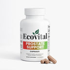 Ecovital Prostate Support supplement bottle with capsules on a white background