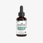 Bottle of Ecovital respiratory and lung health drops on a white background