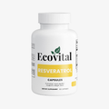 Supplement bottle labeled 'Ecovital Resveratrol' on a white background