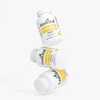Three bottles of Ecovital Resveratrol capsules on a white background